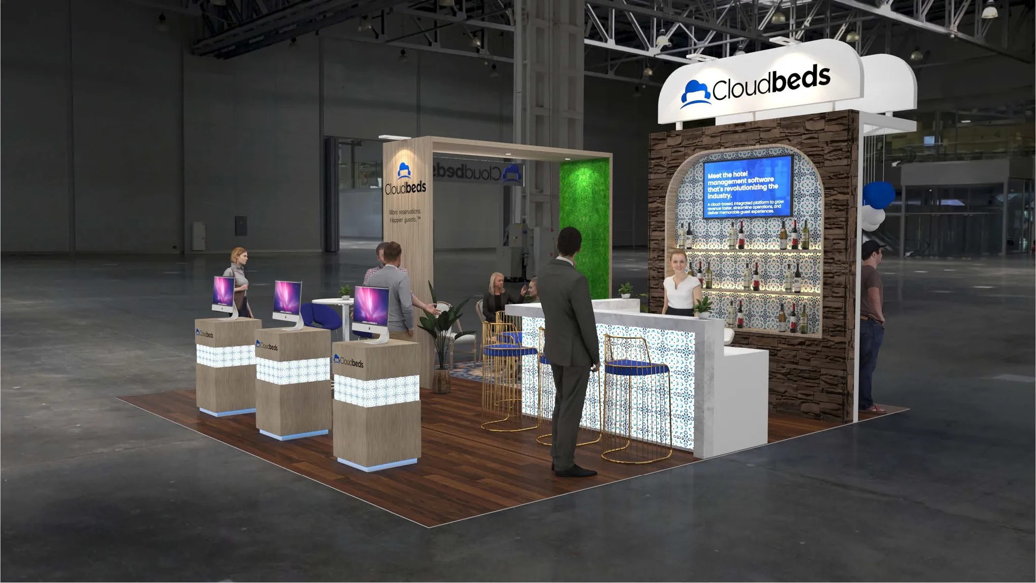 20x20 Island booth design by Reaction Space